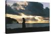 Chile, Easter Island, Rapa-Nui National Park, Tahai, Megalithic Anthropomorphic Statue at Sunset-null-Stretched Canvas