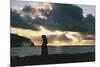 Chile, Easter Island, Rapa-Nui National Park, Tahai, Megalithic Anthropomorphic Statue at Sunset-null-Mounted Giclee Print