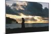 Chile, Easter Island, Rapa-Nui National Park, Tahai, Megalithic Anthropomorphic Statue at Sunset-null-Mounted Giclee Print