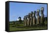 Chile, Easter Island, Rapa-Nui National Park, the Seven Moais at Akivi Ahu Stone Platform-null-Framed Stretched Canvas