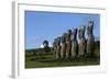 Chile, Easter Island, Rapa-Nui National Park, the Seven Moais at Akivi Ahu Stone Platform-null-Framed Giclee Print