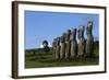 Chile, Easter Island, Rapa-Nui National Park, the Seven Moais at Akivi Ahu Stone Platform-null-Framed Giclee Print