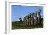 Chile, Easter Island, Rapa-Nui National Park, the Seven Moais at Akivi Ahu Stone Platform-null-Framed Giclee Print