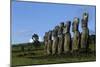 Chile, Easter Island, Rapa-Nui National Park, the Seven Moais at Akivi Ahu Stone Platform-null-Mounted Giclee Print