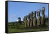 Chile, Easter Island, Rapa-Nui National Park, the Seven Moais at Akivi Ahu Stone Platform-null-Framed Stretched Canvas