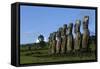 Chile, Easter Island, Rapa-Nui National Park, the Seven Moais at Akivi Ahu Stone Platform-null-Framed Stretched Canvas