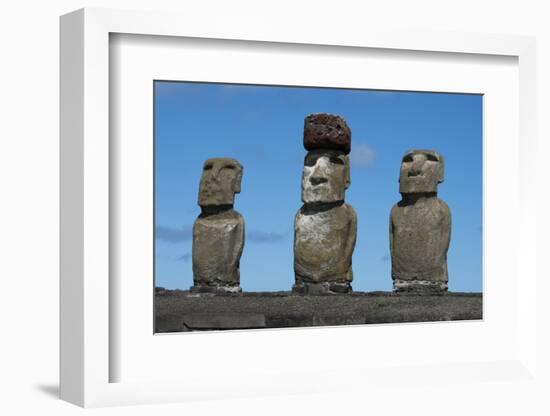 Chile, Easter Island, Rapa Nui NP, Ahu Tongariki. Moai with Pukao-Cindy Miller Hopkins-Framed Photographic Print