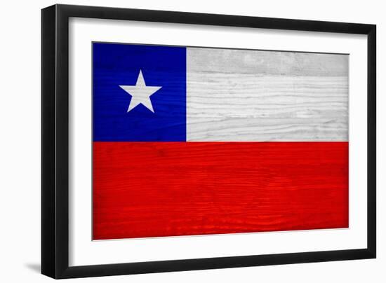 Chile Flag Design with Wood Patterning - Flags of the World Series-Philippe Hugonnard-Framed Premium Giclee Print