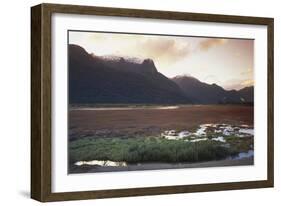 Chile, Los Lagos Region, Peulla, Marshlands by Techado Mountain at Sunset-null-Framed Giclee Print