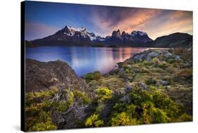 Chile, Magallanes Region, Torres Del Paine National Park, Lago Pehoe, Landscape, Dawn-Jay Goodrich-Stretched Canvas