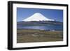 Chile, Norte Grande, Tarapacá, View of Chungara Lake and Parinacota Volcano in Andes Mountains-null-Framed Giclee Print