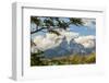 Chile, Patagonia. Lake Pehoe and The Horns mountains.-Jaynes Gallery-Framed Photographic Print