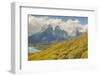 Chile, Patagonia. Lake Pehoe and The Horns mountains.-Jaynes Gallery-Framed Photographic Print