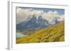 Chile, Patagonia. Lake Pehoe and The Horns mountains.-Jaynes Gallery-Framed Photographic Print