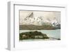 Chile, Patagonia. Lake Pehoe Lodge and The Horns mountains.-Jaynes Gallery-Framed Photographic Print