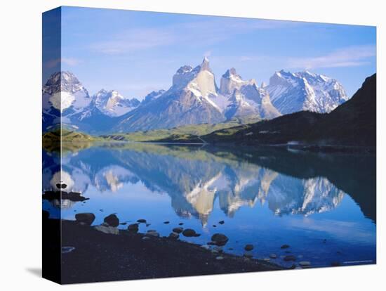 Chile, Patagonia, Torres Del Paine National Park, Cuernos Del Paine (2,600M) from Lago Pehoe-Geoff Renner-Stretched Canvas
