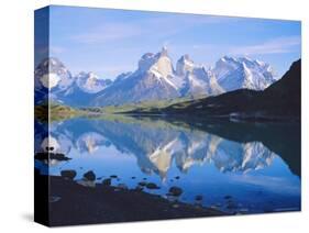 Chile, Patagonia, Torres Del Paine National Park, Cuernos Del Paine (2,600M) from Lago Pehoe-Geoff Renner-Stretched Canvas