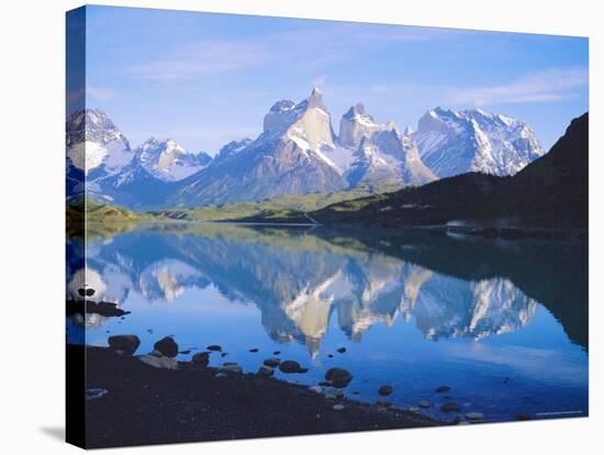 Chile, Patagonia, Torres Del Paine National Park, Cuernos Del Paine (2,600M) from Lago Pehoe-Geoff Renner-Stretched Canvas