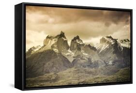 Chile, Patagonia, Torres Del Paine National Park, Cuernos Del Paine Peaks and Lake Pehoe-Michele Falzone-Framed Stretched Canvas