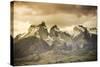 Chile, Patagonia, Torres Del Paine National Park, Cuernos Del Paine Peaks and Lake Pehoe-Michele Falzone-Stretched Canvas