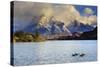 Chile, Patagonia, Torres Del Paine National Park, Cuernos Del Paine Peaks and Lake Pehoe-Michele Falzone-Stretched Canvas
