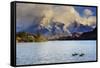 Chile, Patagonia, Torres Del Paine National Park, Cuernos Del Paine Peaks and Lake Pehoe-Michele Falzone-Framed Stretched Canvas