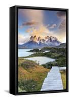 Chile, Patagonia, Torres Del Paine National Park (Unesco Site), Lake Peohe-Michele Falzone-Framed Stretched Canvas