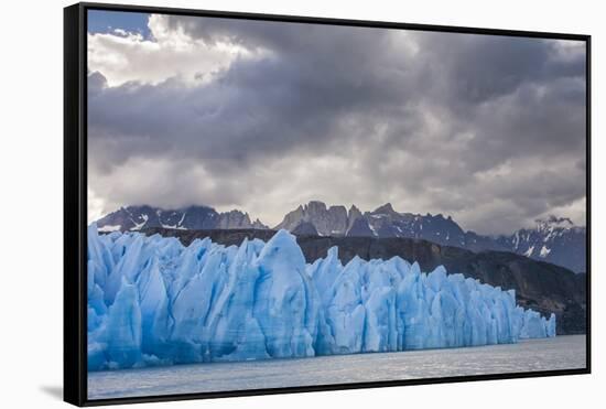 Chile, Patagonia, Torres del Paine NP. Blue Glacier and Mountains-Cathy & Gordon Illg-Framed Stretched Canvas