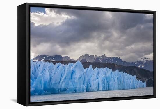 Chile, Patagonia, Torres del Paine NP. Blue Glacier and Mountains-Cathy & Gordon Illg-Framed Stretched Canvas