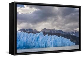 Chile, Patagonia, Torres del Paine NP. Blue Glacier and Mountains-Cathy & Gordon Illg-Framed Stretched Canvas
