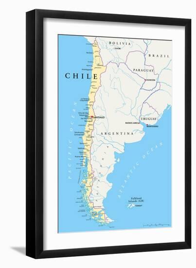 Chile Political Map-Peter Hermes Furian-Framed Art Print