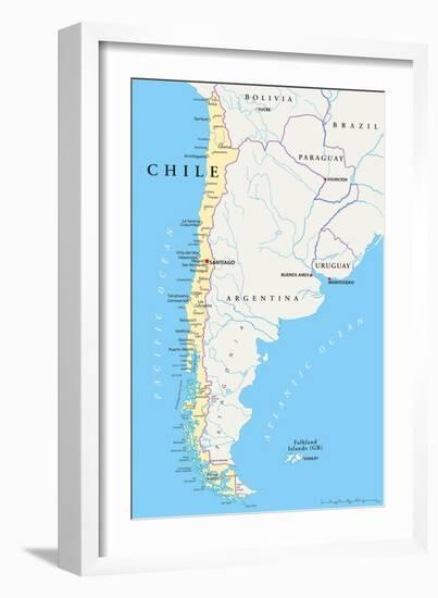 Chile Political Map-Peter Hermes Furian-Framed Art Print