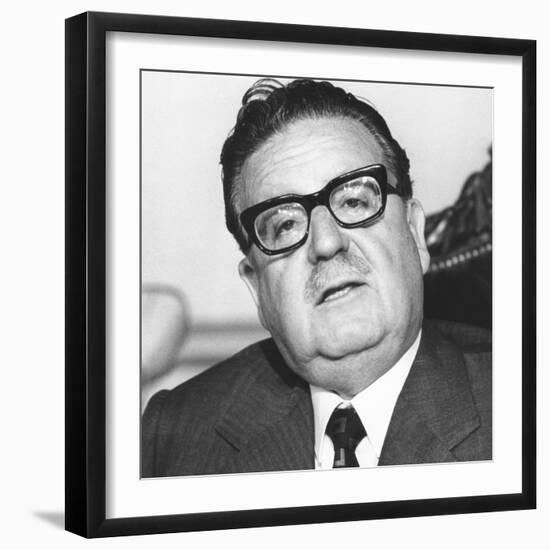 Chile's Socialist President Salvador Allende at Government House, San Diego, on March 2, 1973-null-Framed Premium Photographic Print