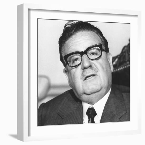 Chile's Socialist President Salvador Allende at Government House, San Diego, on March 2, 1973-null-Framed Premium Photographic Print