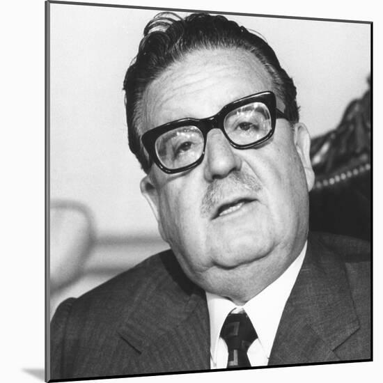 Chile's Socialist President Salvador Allende at Government House, San Diego, on March 2, 1973-null-Mounted Premium Photographic Print