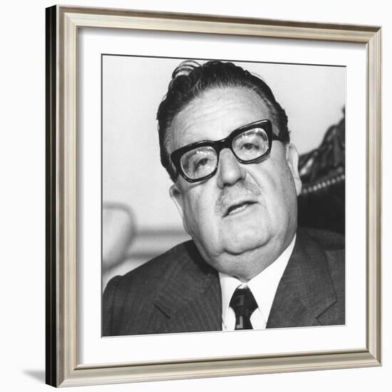 Chile's Socialist President Salvador Allende at Government House, San Diego, on March 2, 1973-null-Framed Photo