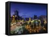 Chile, Santiago, Plaza De Armas and Metropolitan Cathedral, Elevated View, Dusk-Walter Bibikow-Framed Stretched Canvas