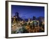 Chile, Santiago, Plaza De Armas and Metropolitan Cathedral, Elevated View, Dusk-Walter Bibikow-Framed Photographic Print