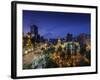 Chile, Santiago, Plaza De Armas and Metropolitan Cathedral, Elevated View, Dusk-Walter Bibikow-Framed Photographic Print