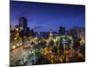 Chile, Santiago, Plaza De Armas and Metropolitan Cathedral, Elevated View, Dusk-Walter Bibikow-Mounted Photographic Print