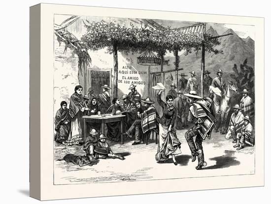 Chile: the Cueca, or National Dance; a Scene in a Roadside Inn Near Valparaiso, 1880 1881-null-Stretched Canvas