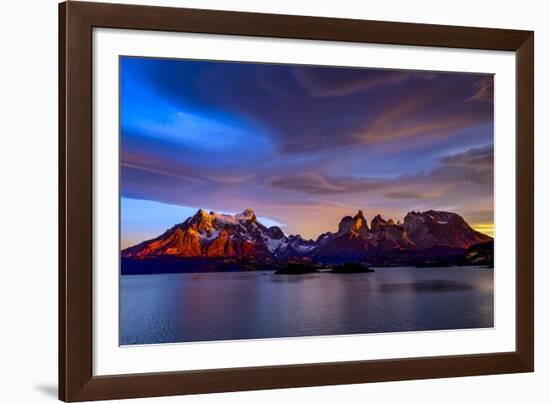 Chile, Torres de Paine, lenticular clouds-George Theodore-Framed Photographic Print