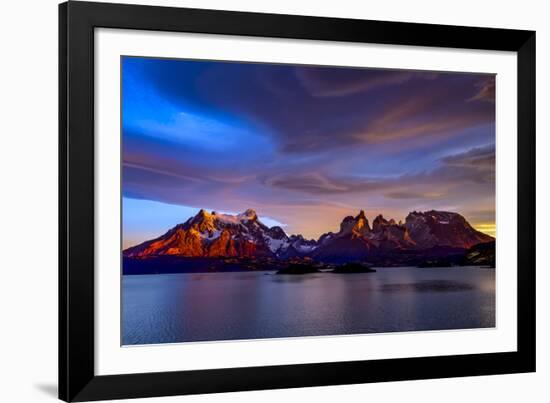 Chile, Torres de Paine, lenticular clouds-George Theodore-Framed Photographic Print