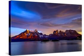 Chile, Torres de Paine, lenticular clouds-George Theodore-Stretched Canvas