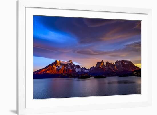 Chile, Torres de Paine, lenticular clouds-George Theodore-Framed Premium Photographic Print