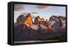 Chile, Torres Del Paine, Magallanes Province. Sunrise over the Peaks of Cuernos Del Paine.-Nigel Pavitt-Framed Stretched Canvas