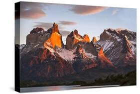 Chile, Torres Del Paine, Magallanes Province. Sunrise over the Peaks of Cuernos Del Paine.-Nigel Pavitt-Stretched Canvas