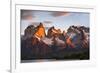 Chile, Torres Del Paine, Magallanes Province. Sunrise over the Peaks of Cuernos Del Paine.-Nigel Pavitt-Framed Photographic Print