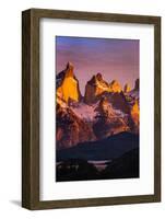 Chile, Torres Del Paine, Magallanes Province. Sunrise over the Peaks of Cuernos Del Paine.-Nigel Pavitt-Framed Photographic Print