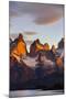 Chile, Torres Del Paine, Magallanes Province. Sunrise over the Peaks of Cuernos Del Paine.-Nigel Pavitt-Mounted Photographic Print